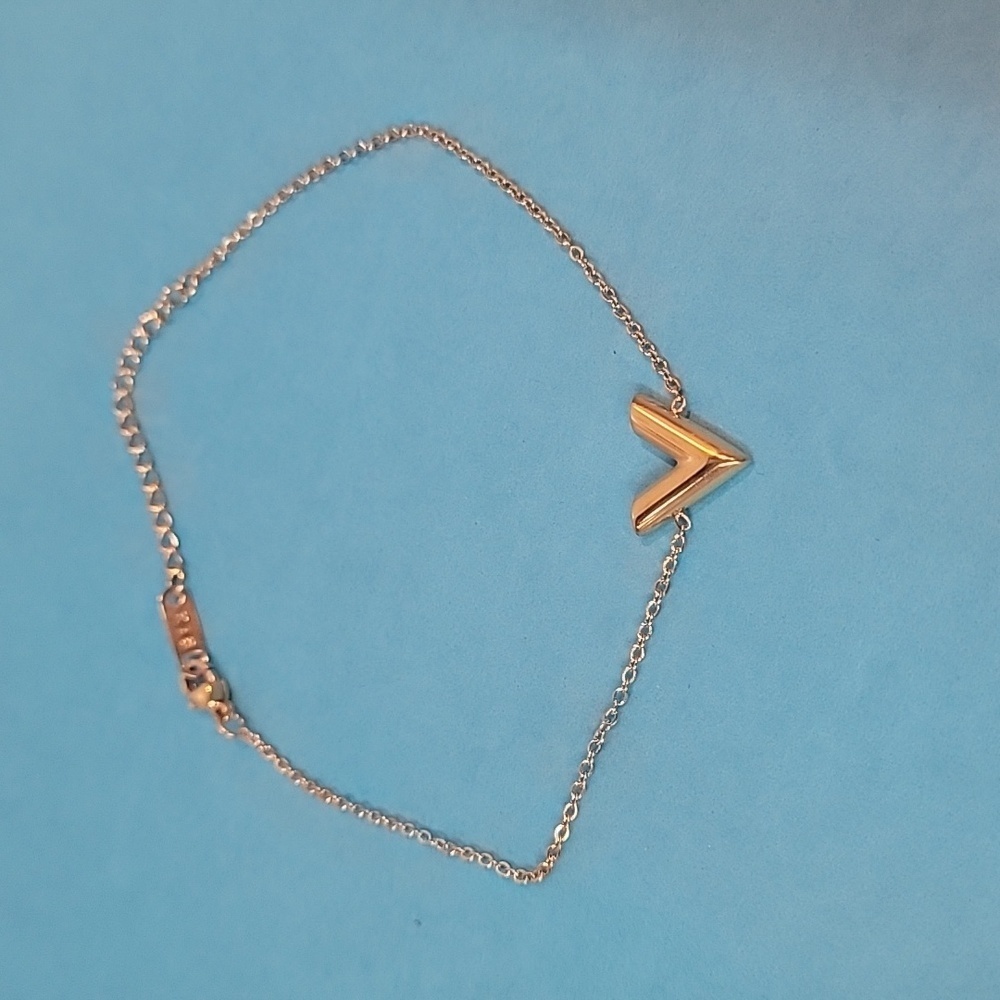 V Inspired Lobster Claw Adjustable Gold Colored Bracelet